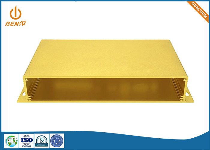 Protuberancia de aluminio anodizada de oro que procesa recinto electrónico